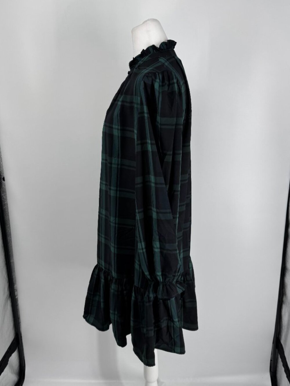 J.Crew Blackwatch Plaid Ruffle Puff-sleeve Mini Dress Size Large - Picture 7 of 11